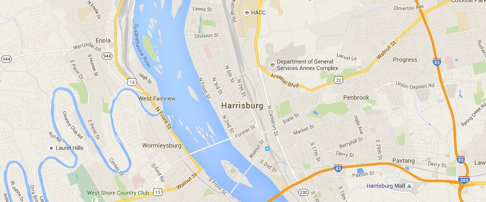 Harrisburg Dumpster Rental Service Area Map